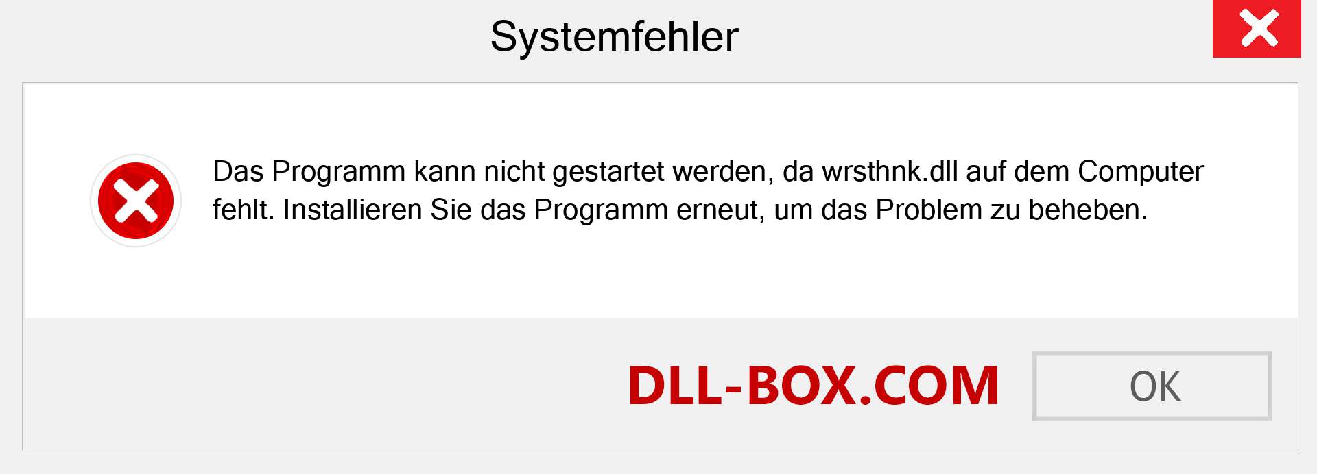 wrsthnk.dll-Datei fehlt?. Download für Windows 7, 8, 10 - Fix wrsthnk dll Missing Error unter Windows, Fotos, Bildern