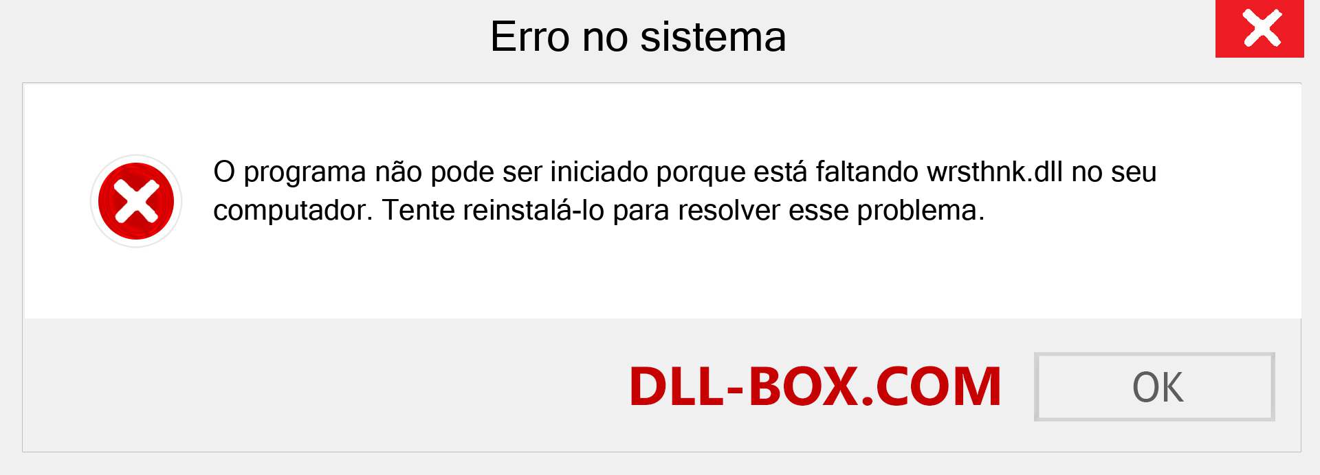 Arquivo wrsthnk.dll ausente ?. Download para Windows 7, 8, 10 - Correção de erro ausente wrsthnk dll no Windows, fotos, imagens